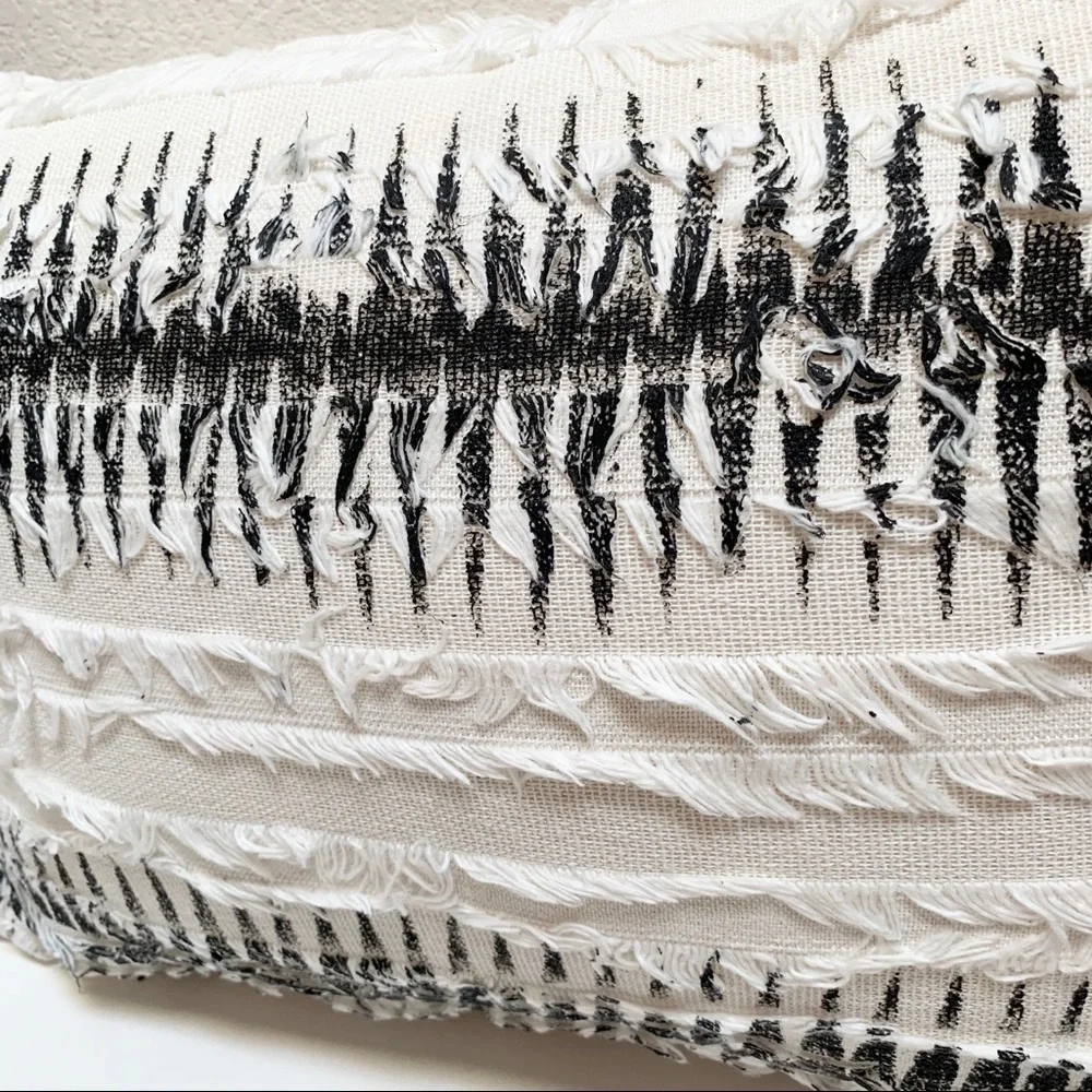 Large tassel black print pillow